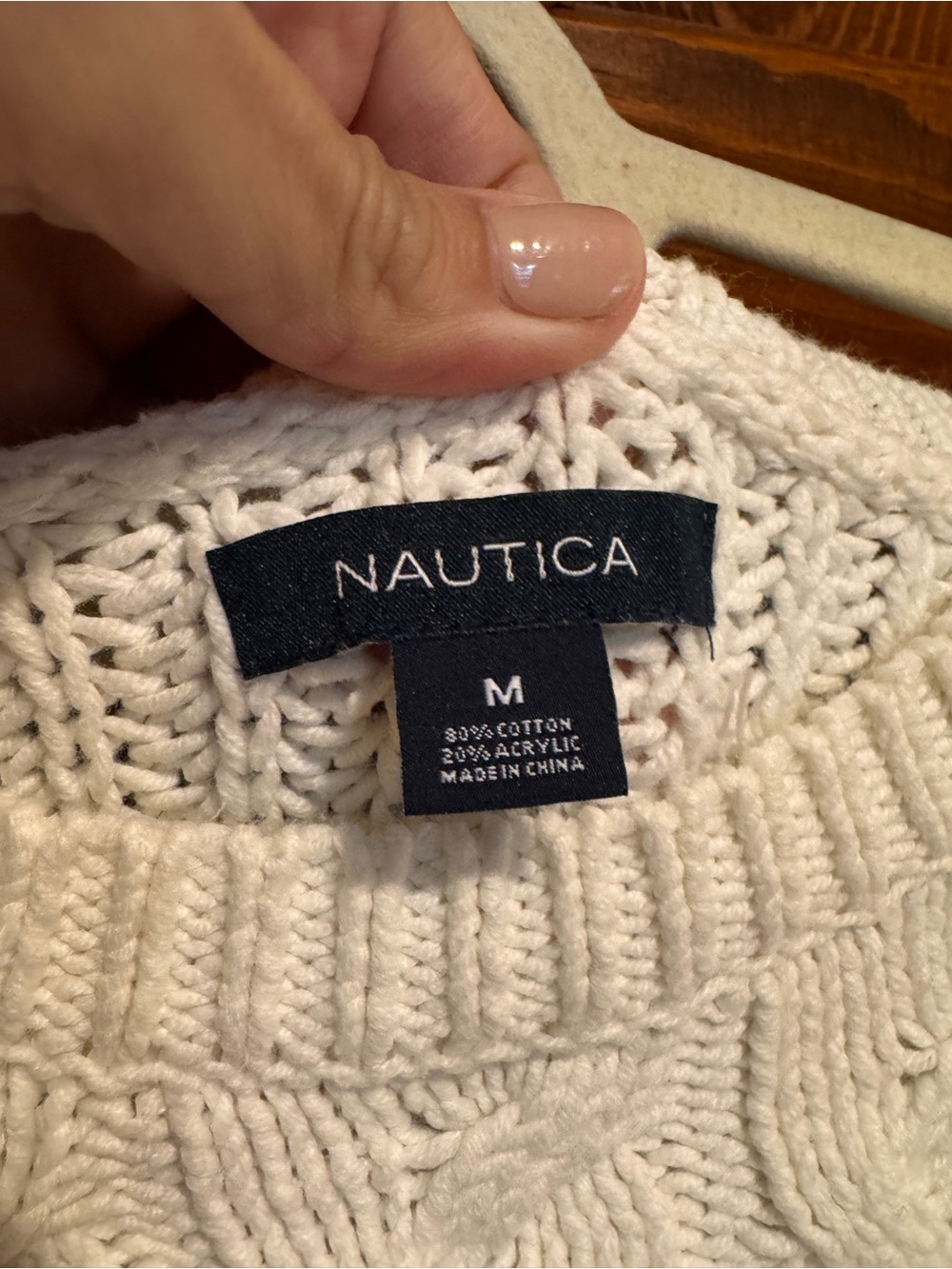 Nautica Cream Cable Knit Crewneck Sweater *read description - Picture 7 of 8